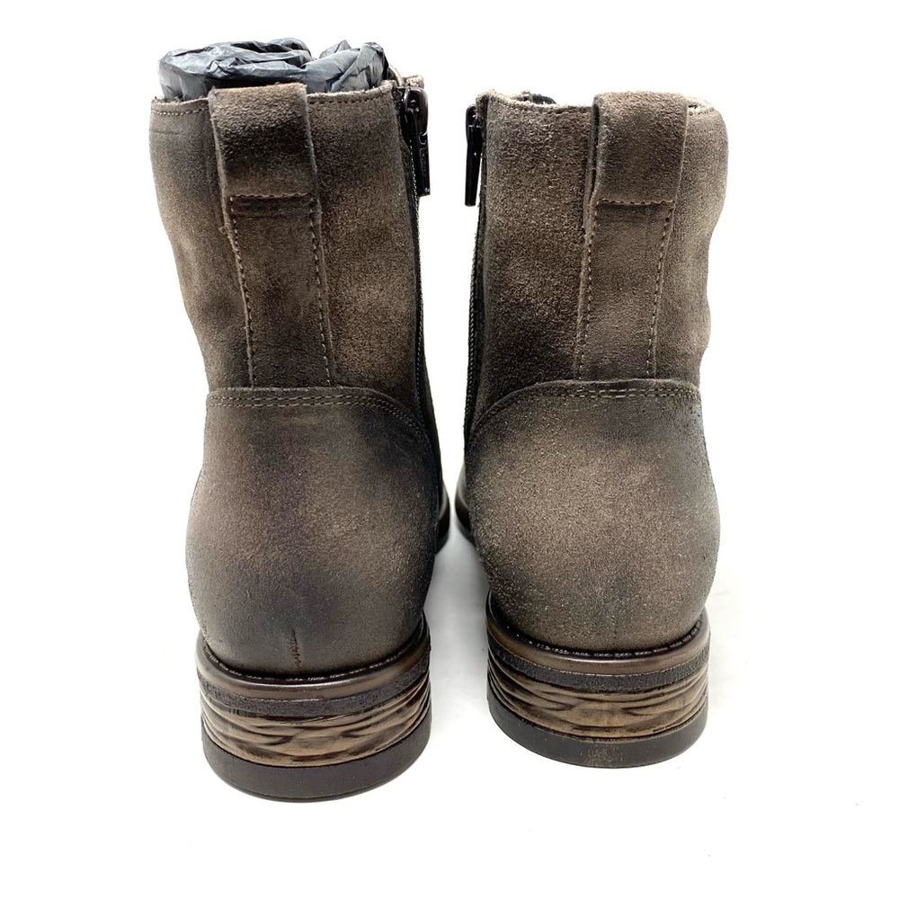 Taos Boot Camp Smoke Rugged Leather Lace Up Ankle Boot Arch Support Zipper - Picture 5 of 8